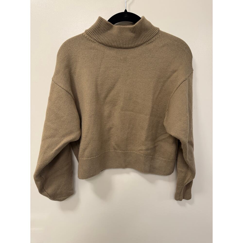 Aritzia Wilfred Free Harper Sweater Women's Medium Beige Merino Wool Turtleneck